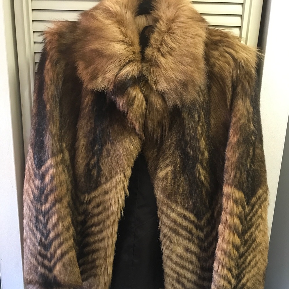 Chevron fur coat